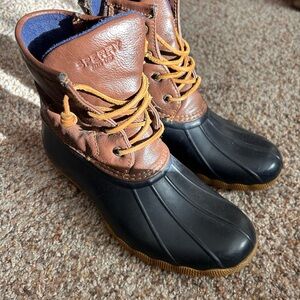 Sperry Leather and Rubber Boots in Brown and Black